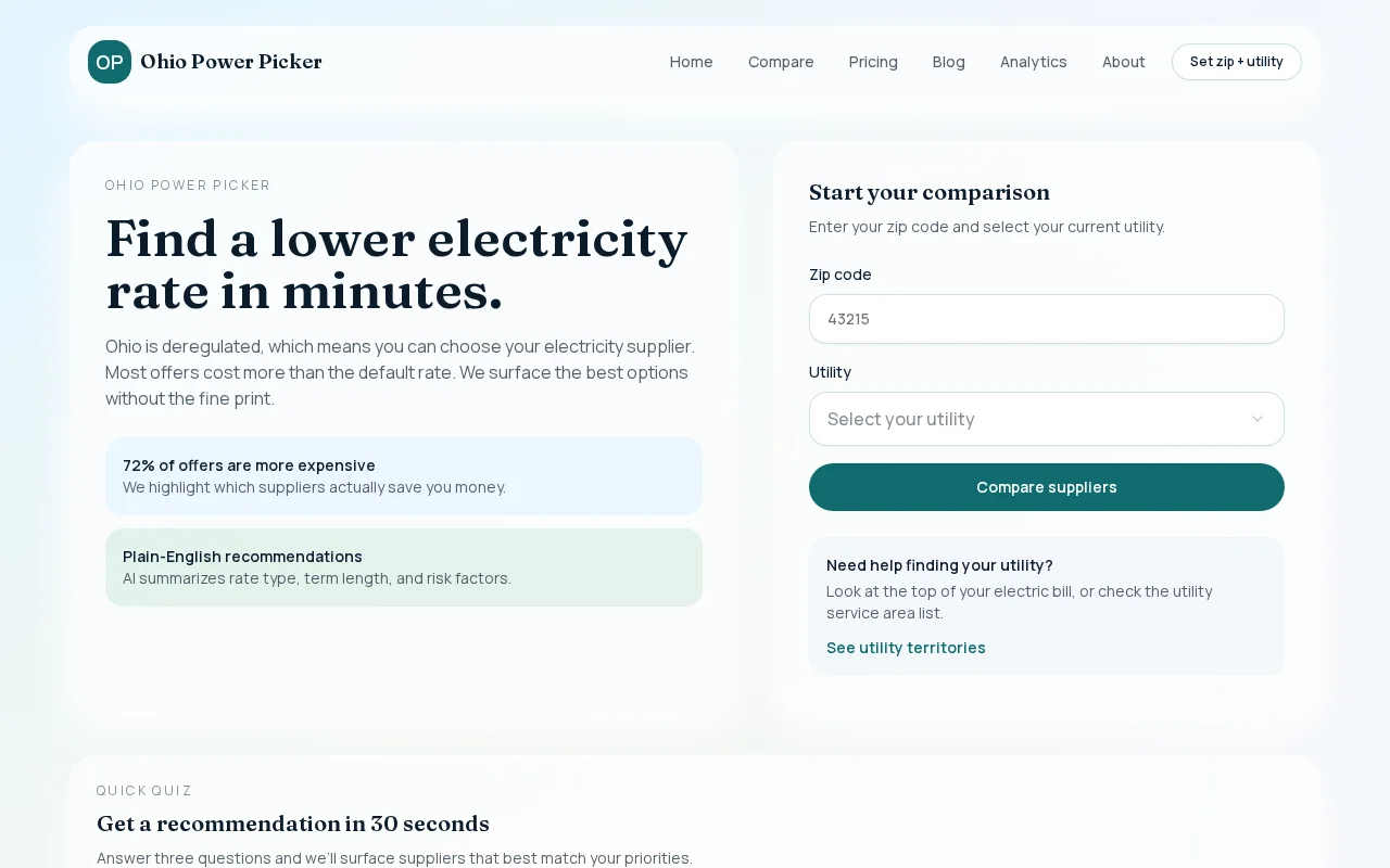 Ohio Electricity Rates screenshot